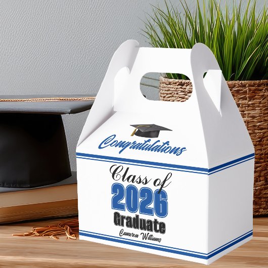 ブルー クラス オブ 2026 カスタム卒業パーティー フェイバーボックス