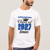 ブルー クラス オブ 2027 シニア カスタム 高校 Tシャツ (正面)