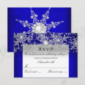 ブルー クリスタル パール スノーフレーク シルバー ウィンター RSVP (正面/裏面)