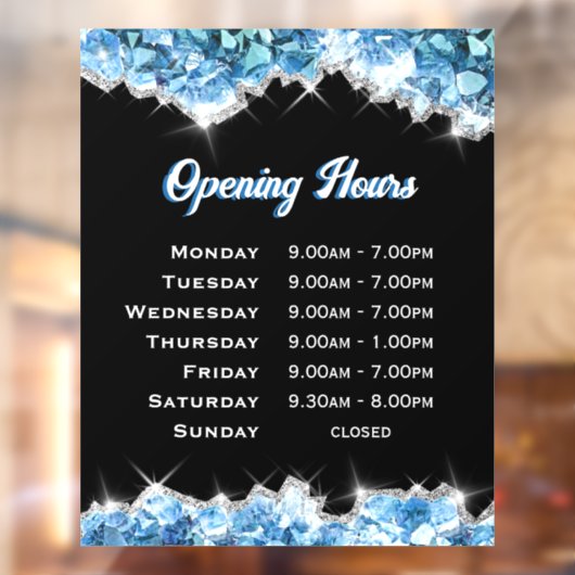 ブルー クリスタル 開店時間 窓 ステッカー ウィンドウサイン (シート2)