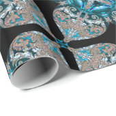 ブルー・クリスマス・デザエレガントイナー ラッピングペーパー (ロールコーナー)