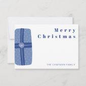 ブルー クリスマス ホリデー ファミリー ありがとう サンキューカード (正面)