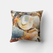 ブルー&クリームシーシェル&ドリフトウッドオンビーチ砂 クッション (裏面)