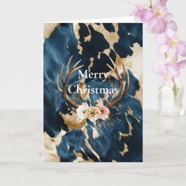 ブルー クリーム ゴールド カウボーイ カウガール カウハイド クリスマス カード