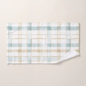 ブルー・クリーム・ホワイトのチェック柄 ブライダルシャワー バスタオルセット (ハンドタオル)