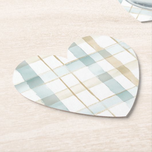 ブルー クリーム ホワイト プライド ストライプス ブライダルシャワー ペーパーコースター (アングル)