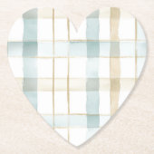 ブルー クリーム ホワイト プライド ストライプス ブライダルシャワー ペーパーコースター (正面)