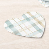 ブルー クリーム ホワイト プラッド ストライプ ブライダルシャワー ペーパーコースター (アングル)