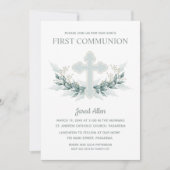 ブルー クロス グリーンファースト コミュニオン 招待状 (正面)