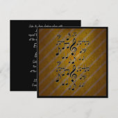 ブルー グランジ ミュージック ノーツ オーダーメイド ウェディング 招待状 (正面/裏面)