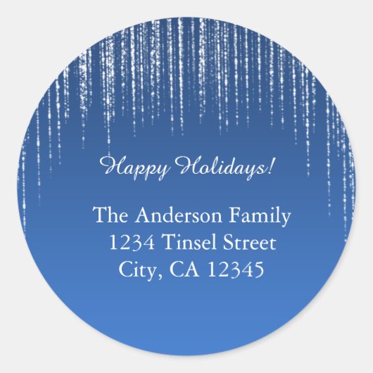 ブルー&グリッタークリスマスホリデー住所 シール (正面)