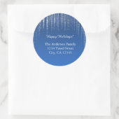 ブルー&グリッタークリスマスホリデー住所 シール (バッグ)