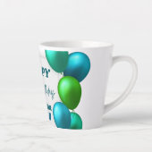 ブルー&グリーンの風船 4歳の誕生日 名前入れ カフェラテマグ (右)