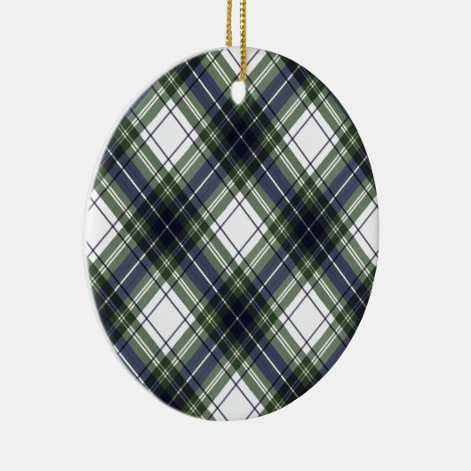 ブルー&グリーンウォーターカラークリスマスプレイドオーナメント セラミックオーナメント (右)