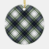 ブルー&グリーンウォーターカラークリスマスプレイドオーナメント セラミックオーナメント (正面)