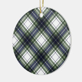 ブルー&グリーンウォーターカラークリスマスプレイドオーナメント セラミックオーナメント (左)