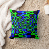 ブルー&グリーンカラフルサイケデリック装飾用クッション クッション (ブランケット)
