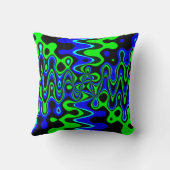 ブルー&グリーンカラフルサイケデリック装飾用クッション クッション (裏面)