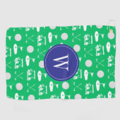 ブルー&グリーンゴルフモノグラム ゴルフタオル (横)