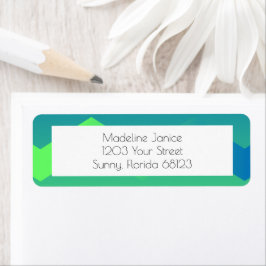 ブルー&グリーンシェブロン差出人住所ラベル ラベル