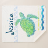 ブルー&グリーンシータートル シェルパブランケット (正面(横))