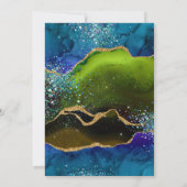 ブルー&グリーンピーコックアゲート&金ゴールドグリッターズ 招待状 (裏面)