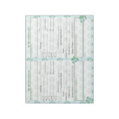 ブルー |グリーンフローラ5および1フードジャーナルページ ノートパッド (回転)