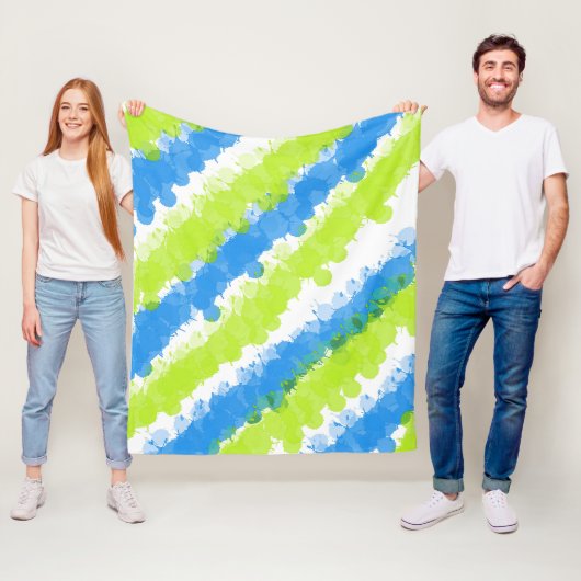 ブルー&グリーンブライト（ばちゃばちゃ）跳ねる フリースブランケット (インサイチュ)