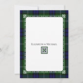 ブルー&グリーンプレイド、タータンチェック結婚式招待状 招待状 (正面)