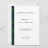 ブルー&グリーンプレイド、タータンチェック結婚式招待状 招待状 (裏面)