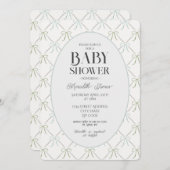 ブルー&グリーンボウズ赤ちゃんシャワー招待状 招待状 (正面/裏面)