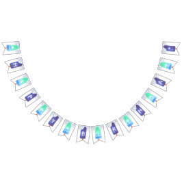 ブルー&グリーンポプシクルハッピーバースデー バンティングフラッグ