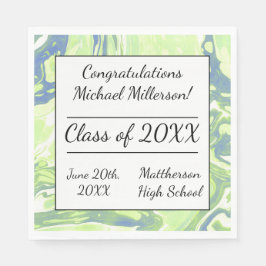 ブルー&グリーンマーブル絵を描絞り染め紙ナプキンス スタンダードランチョンナプキン