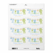 ブルー&グリーンリル服ベビーシャワー水ボトル ラベル (フルシート)