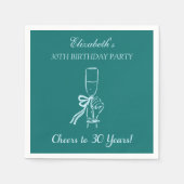 ブルー&グリーン応援30年誕生日ナプキンス スタンダードカクテルナプキン (正面)