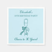 ブルー&グリーン応援30年誕生日ナプキンス スタンダードカクテルナプキン (正面)