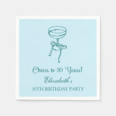 ブルー&グリーン応援30年誕生日ナプキンス スタンダードカクテルナプキン (正面)