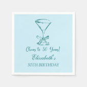 ブルー&グリーン応援30年誕生日ナプキンス スタンダードカクテルナプキン (正面)
