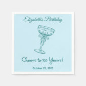 ブルー&グリーン応援30年誕生日ナプキンス スタンダードカクテルナプキン (正面)