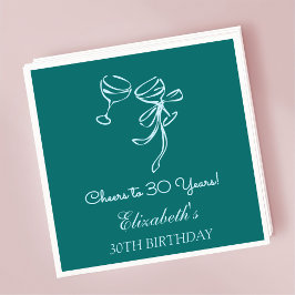 ブルー&グリーン応援30年誕生日ナプキンス スタンダードカクテルナプキン