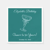 ブルー&グリーン応援30年誕生日ナプキンス スタンダードカクテルナプキン (正面)