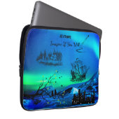 ブルー&グリーン想像電もし子バッグ ラップトップスリーブ (正面右)