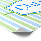 ブルー&グリーン水玉模様キリン子供部屋ポスター ポスター (角)