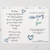 ブルー&グリーン水玉模様折り畳み結婚式 プログラム (正面/裏面)