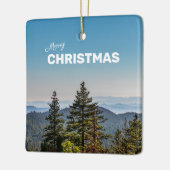 ブルー&グリーン自然カリフォルニアのフォレストフォトハイキング セラミックオーナメント (左)