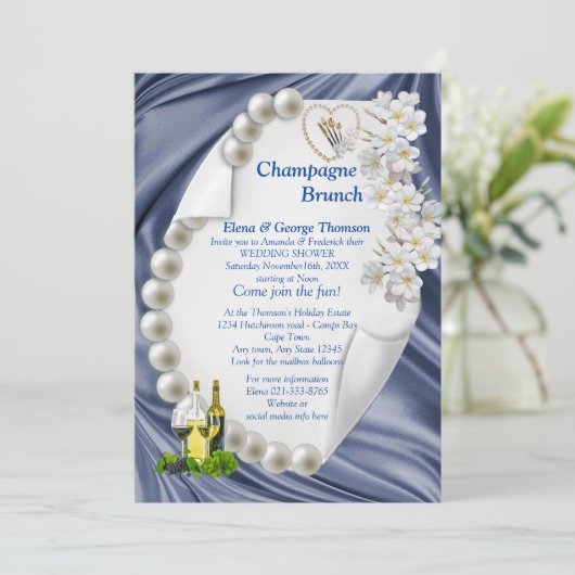 ブルー，グリーン，アイボリー,金ゴールドSiウェディングシャワー招待状 招待状 (スタンド正面)