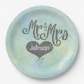 ブルー・グリーン・ウォーター・カラー・スタイル ペーパープレート (正面)