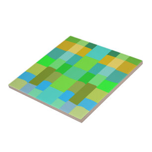 ブルー グリーン オレンジ パープル クリーミー パターン アブストラクト タイル