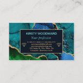 ブルー&グリーン&金ゴールドフェイクグリッターアゲート 名刺 (裏面)