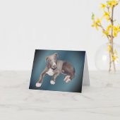 ブルー・グレイハウンドの子犬のオリジナルノート カード (黄色い花)